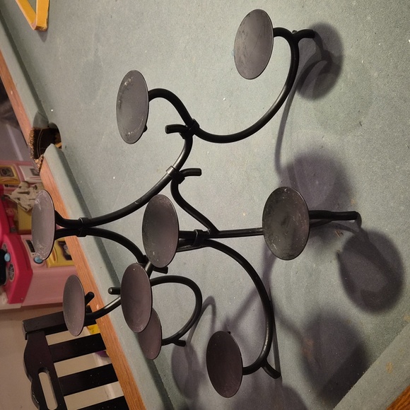 Black iron Metal Candle Holder for inside fireplace holds 9 candles - Picture 2 of 3